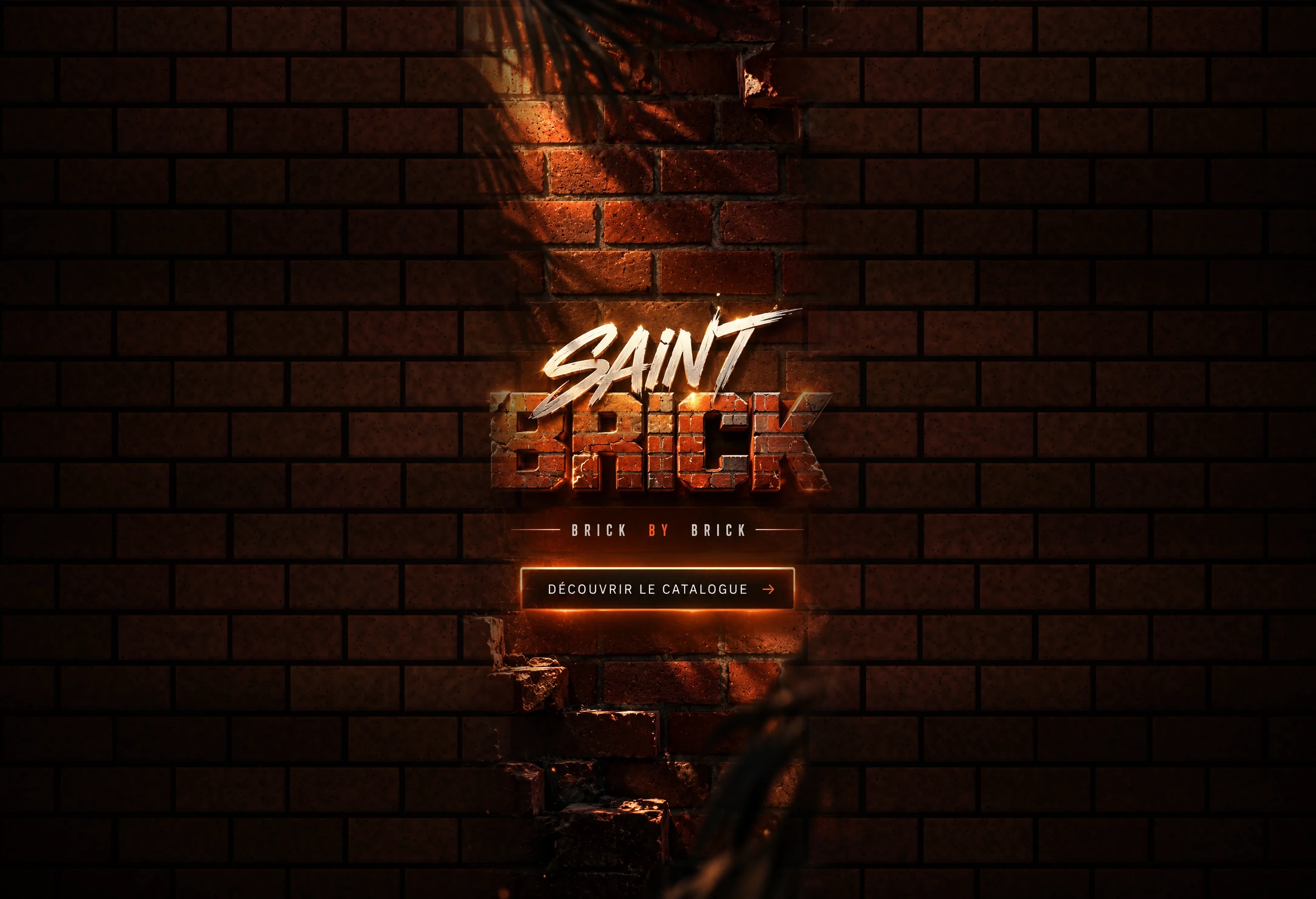 Saint Brick, Brick by Brick : logo sur un mur de briques